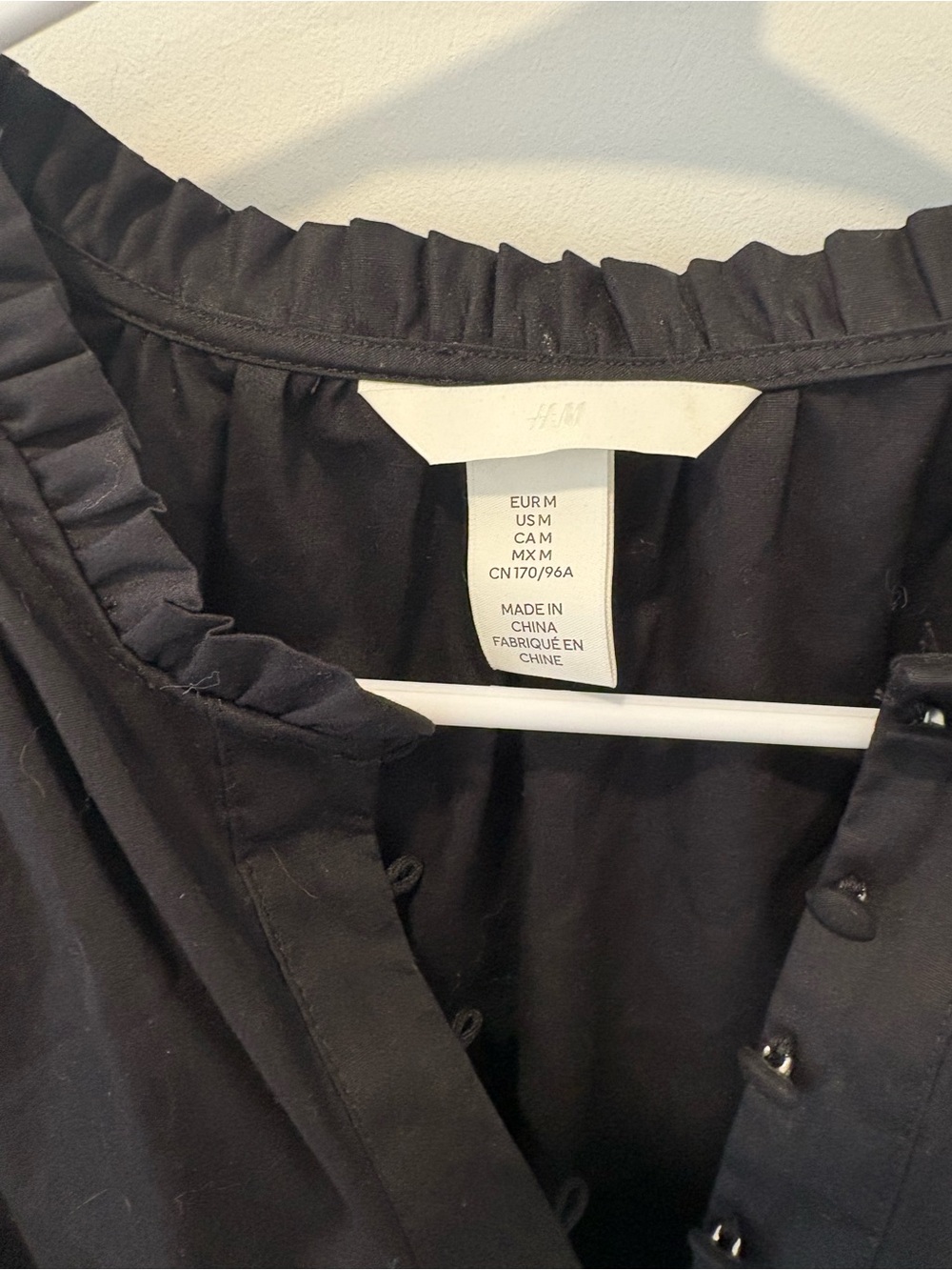 H&M Black Long-Sleeve Button-Front Ruffle Collar Shirt - Picture 3 of 3